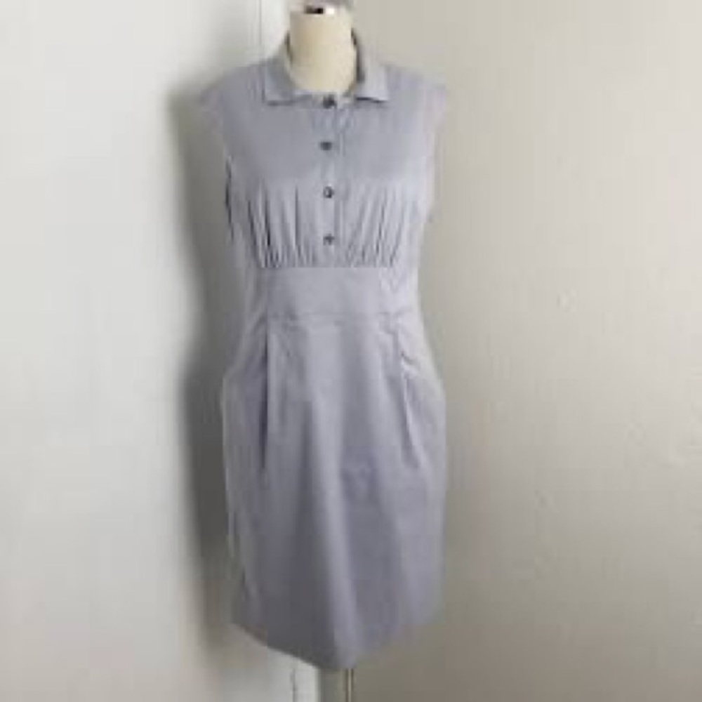Ann Taylor Dress Gray Cotton Sleeveless Size 14